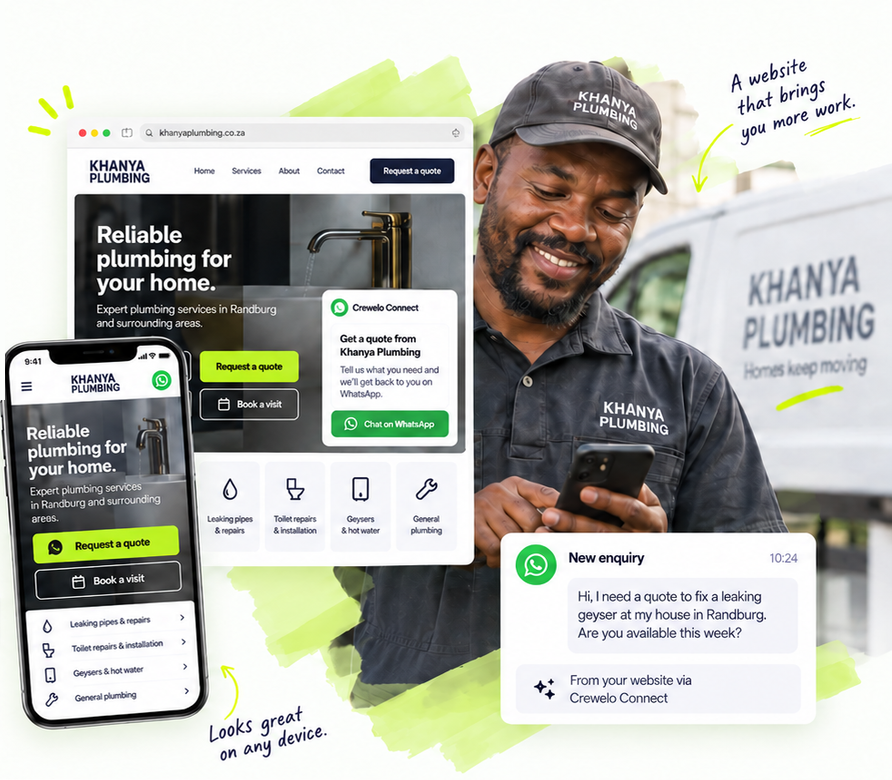 Khanya Plumbing website preview and mobile phone