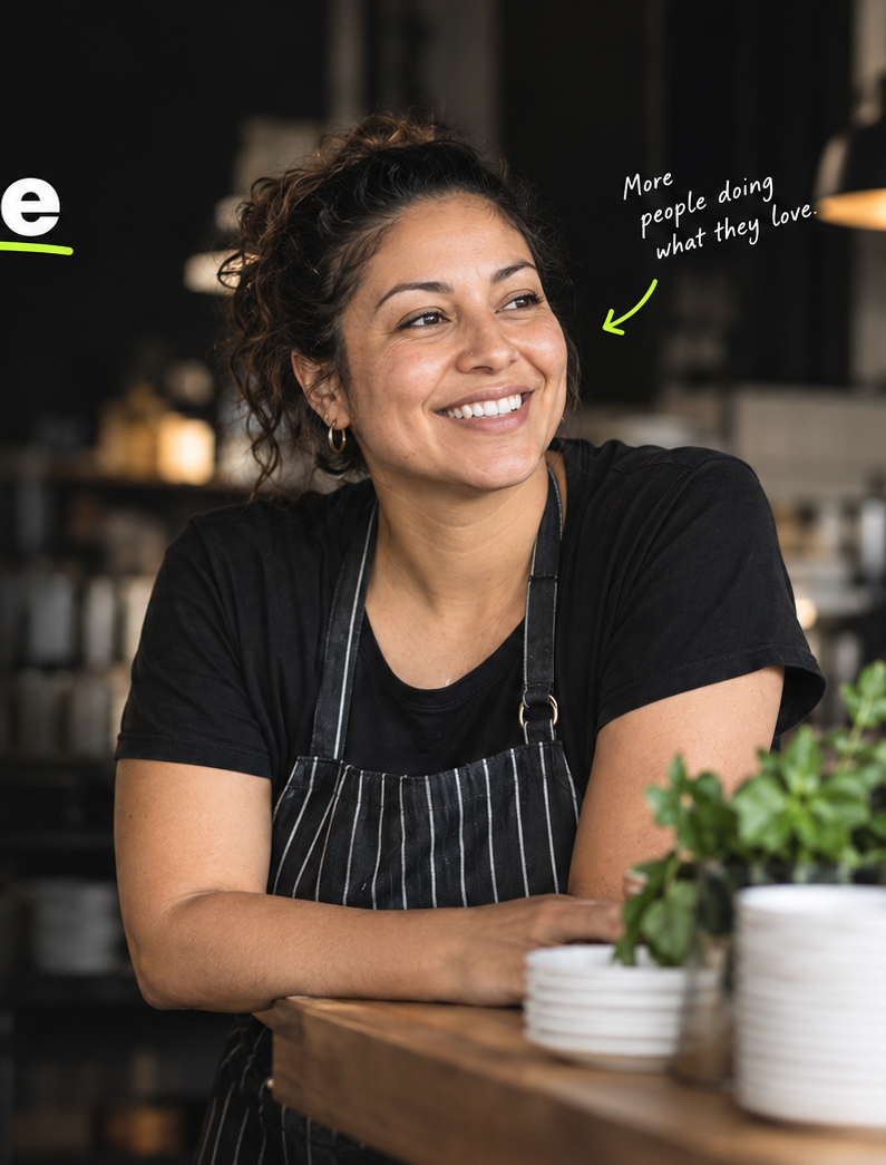 Smiling restaurant barista