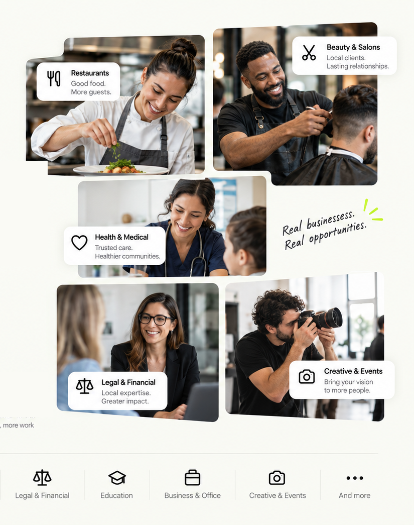Real local businesses growing with Crewelo