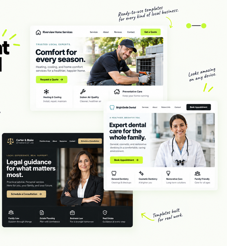 Ready-to-use templates for every kind of local business